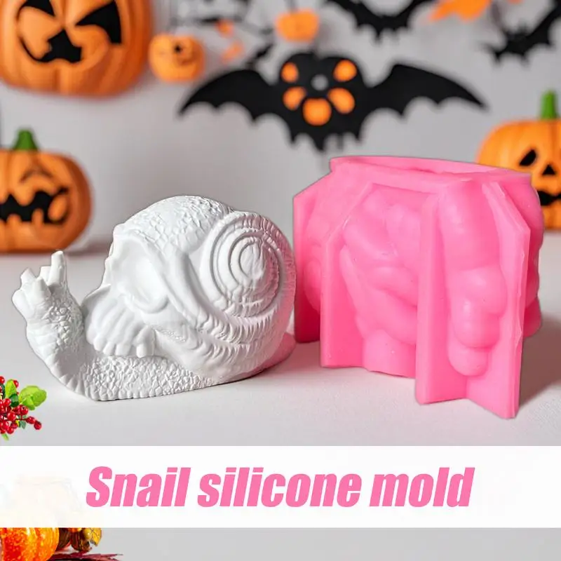 Snail Candle Mold Halloween Skull Snail Silicone Molds Non Stick Halloween Crafts Making Aid For Clay Soap Wall Decoration