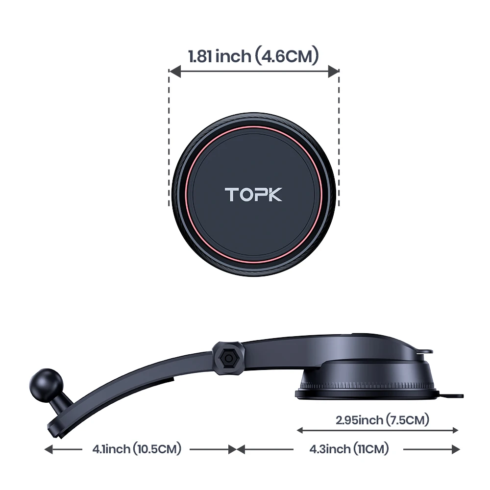 Magnetic Car Phone Holder for Dashboard, Upgraded Ultra Strong N52 Magnet Adjust
