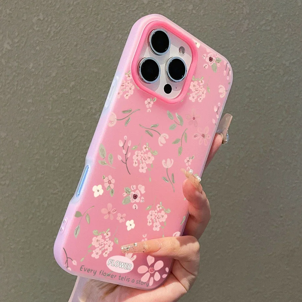 Charming Pink Floral Pattern Phone Case Cover