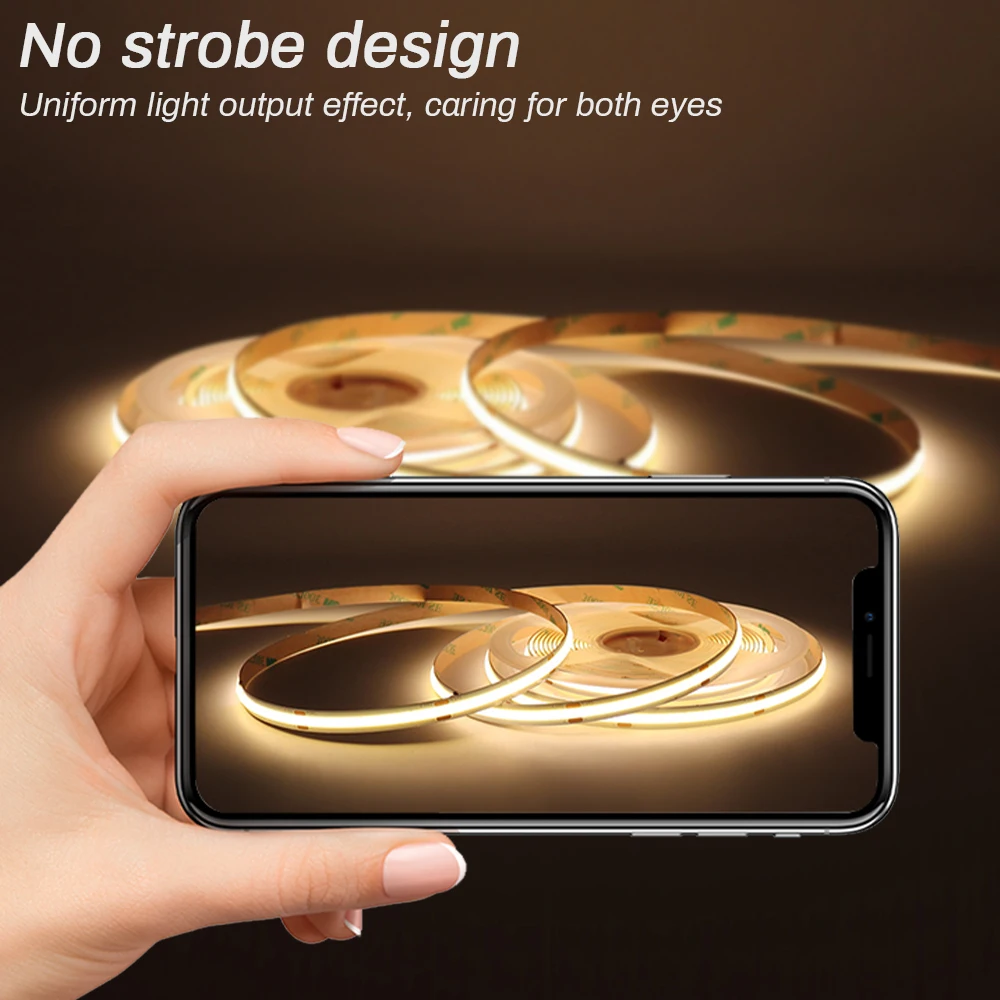 3mm 5mm COB LED Strip 12V 24V Dimmable 3000K 4000K 6000K High Density Flexible LED Light For Home Decor RA90 LED Strip Lights 2