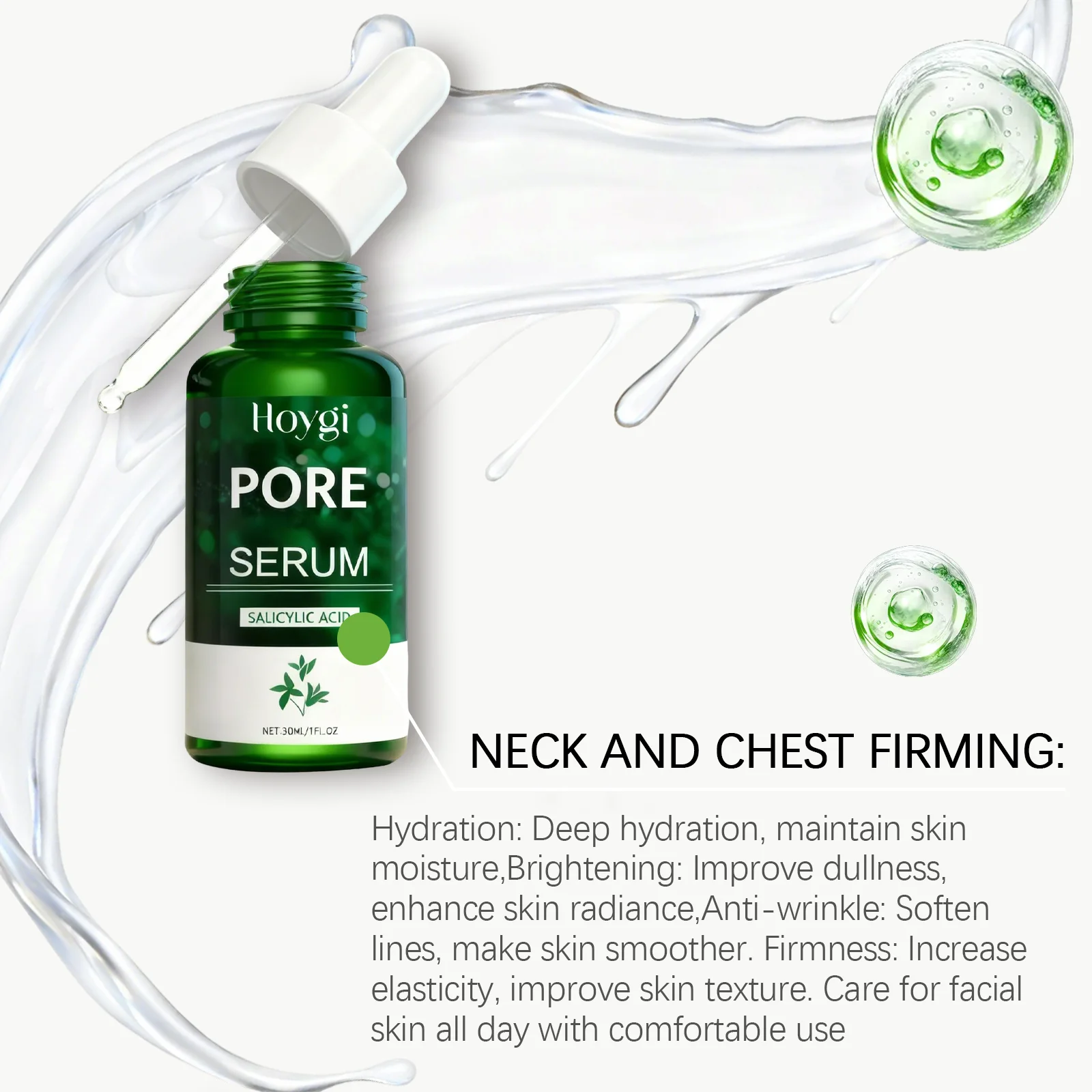 Salicylic Acid Essence Shrink Pores Hydretion Brightening Skin Reduce Dryness Fade Fine Lines Anti-Wrinkle Firming Skin Serum