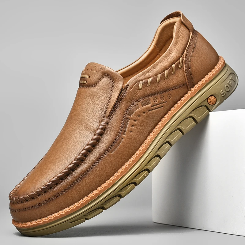 

Men's laofers Summer Fashion Lightweight Men Shoes Breathable Business Casual Shoes Versatile Trend genuine Leather Mens Shoes