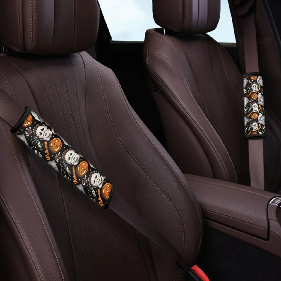 2Pcs Spider Web Seat Belt Covers - Comfortable Neoprene Shoulder Pads For Car, Halloween Decor