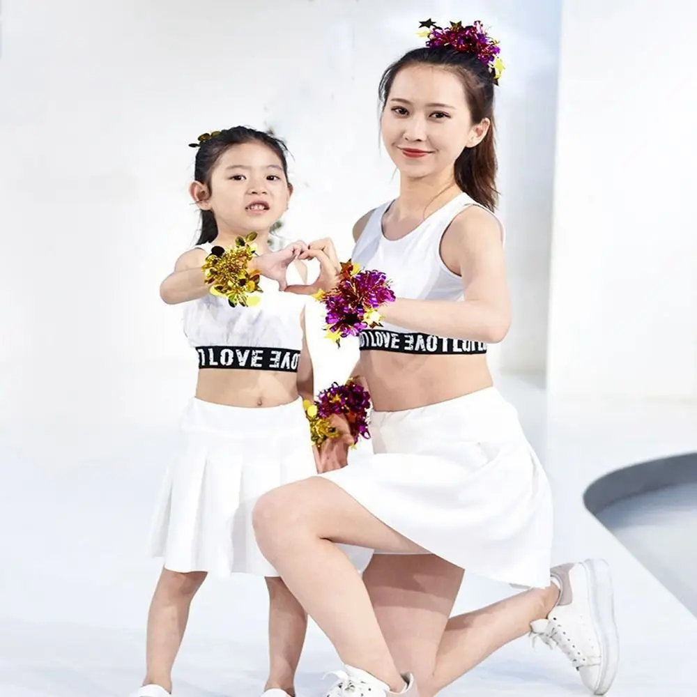 Sports Game Pompoms Practical Cheerleading Cheering Flower Ball Apply to Children Dance Performance Match Wrist Flower 2pcs
