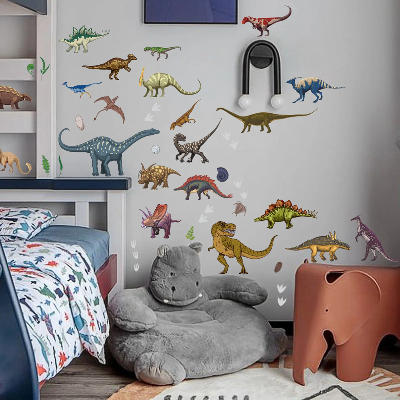 Description Picture 6 of itemEco-friendly Wall Stickers Wall Decals 4 Sheets Dinosaur Decor Glow In The Dark Luminous Stickers Self-adhesive