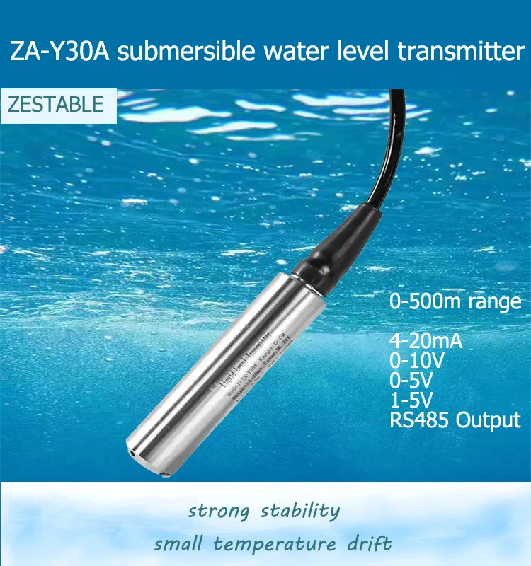 

Smart Water Level transmitt Water Tank Liquid Depth Hydrostatic Level Sensor 0-500M Range 4-20mA 0-5V 0-10V RS485 Output