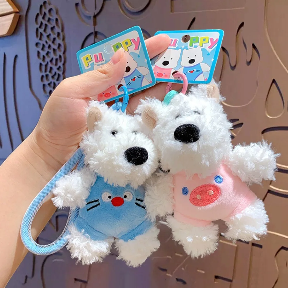 

Fluffy Puppy Plush Keychain Cartoon Animals White Stuffed Dog Keyrings Kawaii Cute Small Dog Doll Plush Keychain