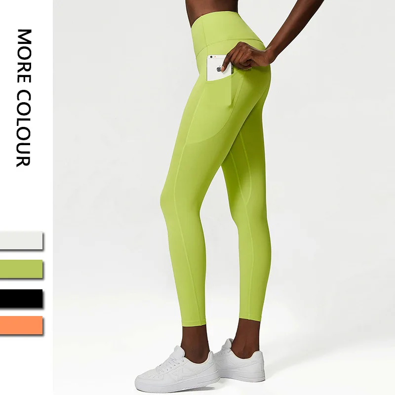 Dave&Di Fashion Breathable Splicing Slim Fit  Naked Yoga Pants  Women's Sports Fitness SeamlessCropped Pants Women