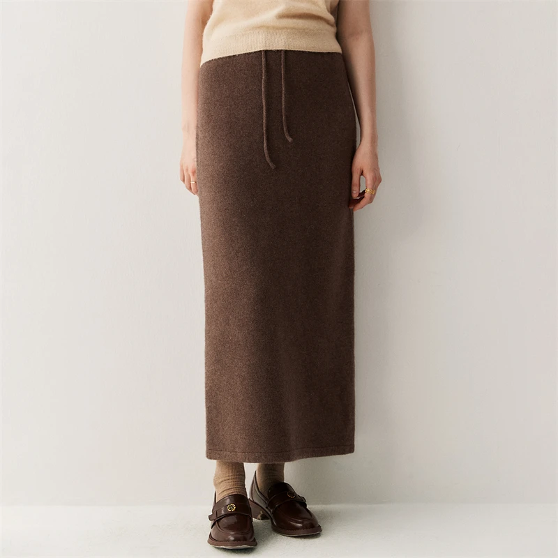 Women's pure cashmere long skirt texture