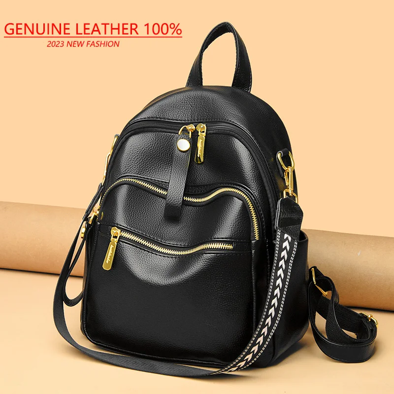 

Women Soft Genuine Leather Backpacks Vintage Female Shoulder Bags Sac a Dos Casual Travel Ladies Bagpack Mochilas School Bags