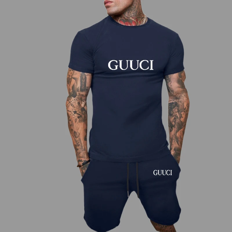 New Summer 2024 Men's set Explosive Super Hot Casual Fashion quick drying sportswear short sleeved 2-piece set
