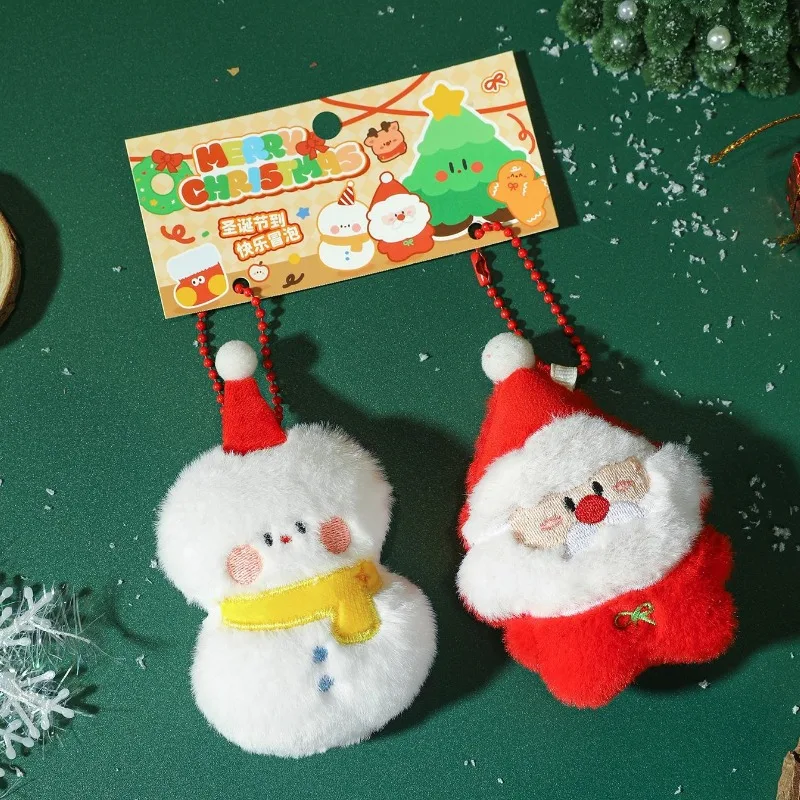 Christmas Decoration Plush Toy Snowman Santa Claus Pendant Gift Keychain Creative and Interesting Pendant Plush Doll Dolls