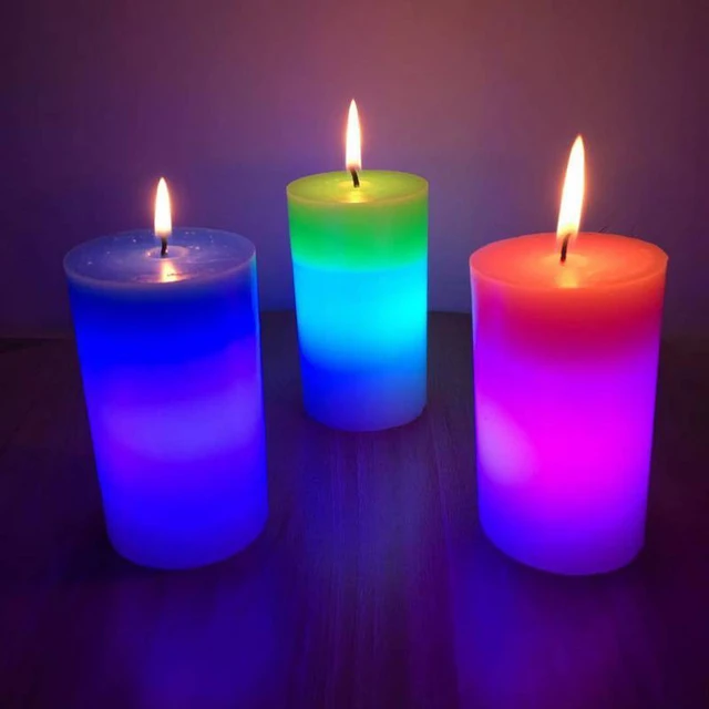 Bougie LED sans flamme avec télécommande RVB, veilleuse, fête à la maison,  décoration de chambre de Noël - AliExpress