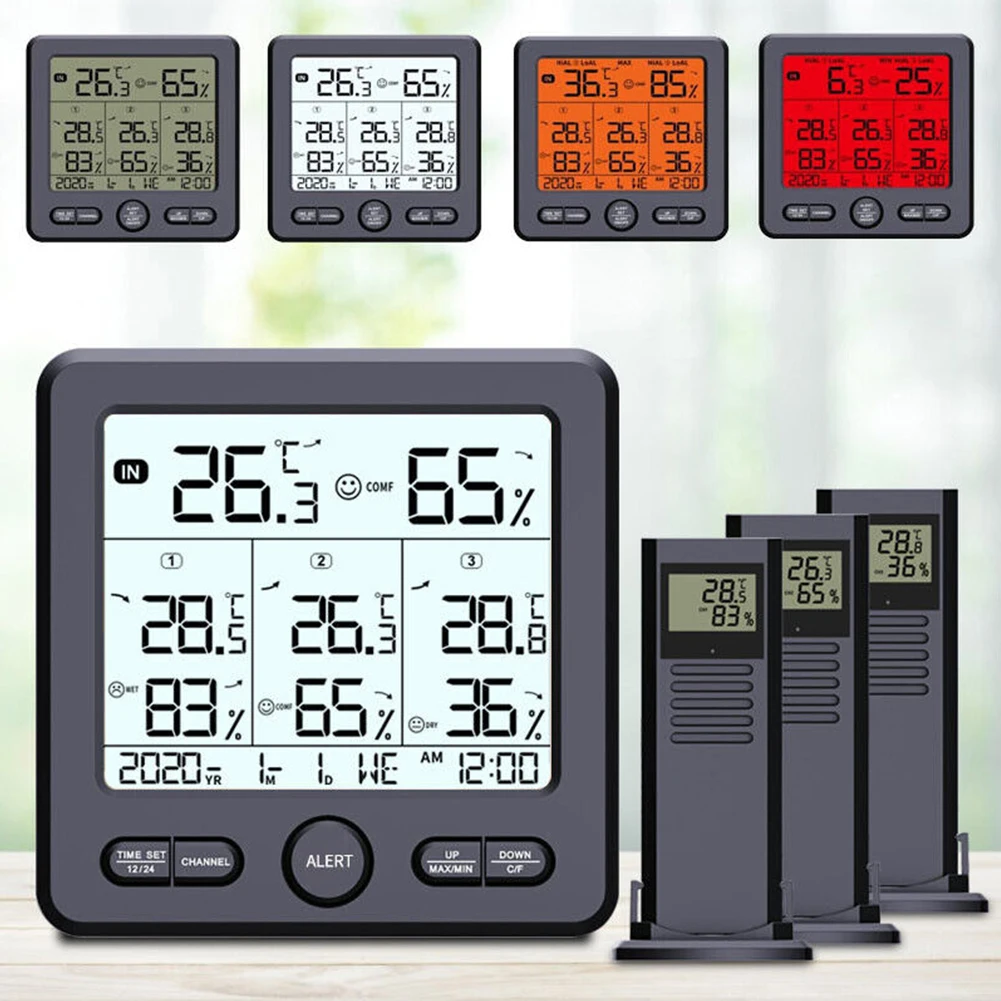 Indoor Outdoor Thermometer Digital Weather Station Accurate Temperature Measurement Easy-to-Read Display Humidity Detection