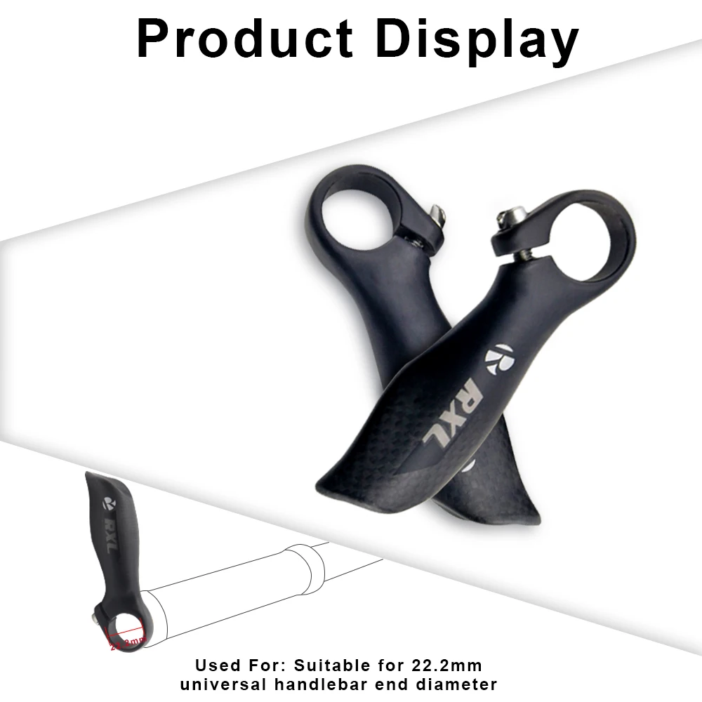 RXL SL-Bicycle Handlebar Horns Black Bar End Ergonomic Design Mountain Bikes Carbon Fiber Horn