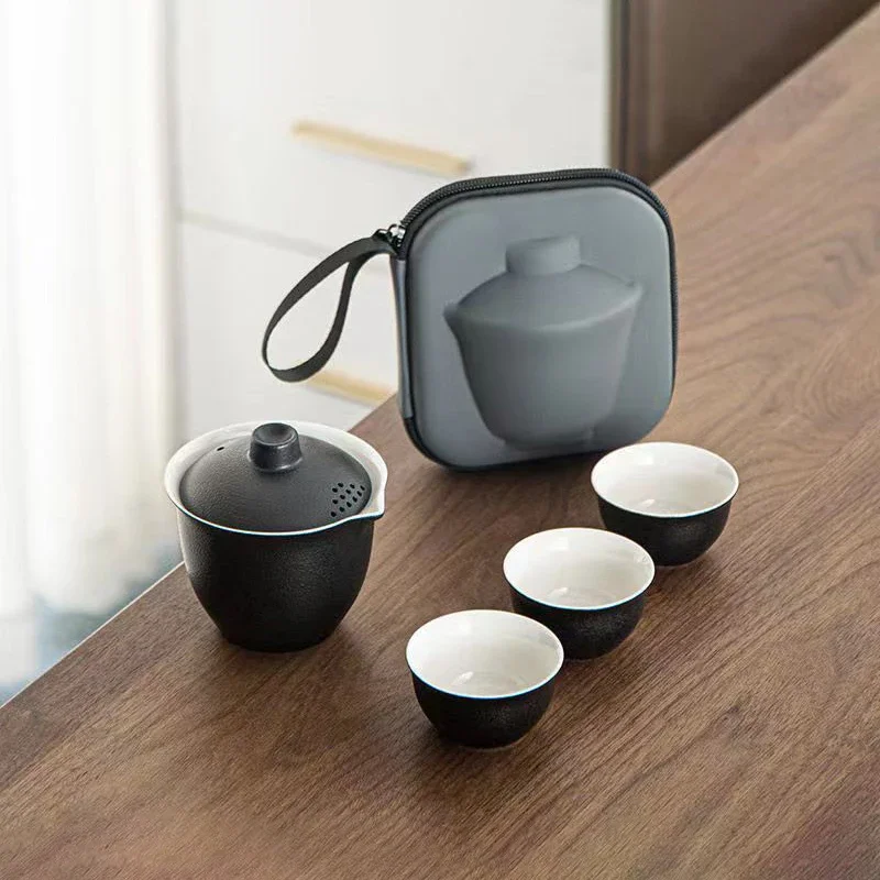 Tea Set Ceramics Travel Tea set Include 1 Pot 3 TeaCup gaiwan teapot kettle kung fu teaset cup