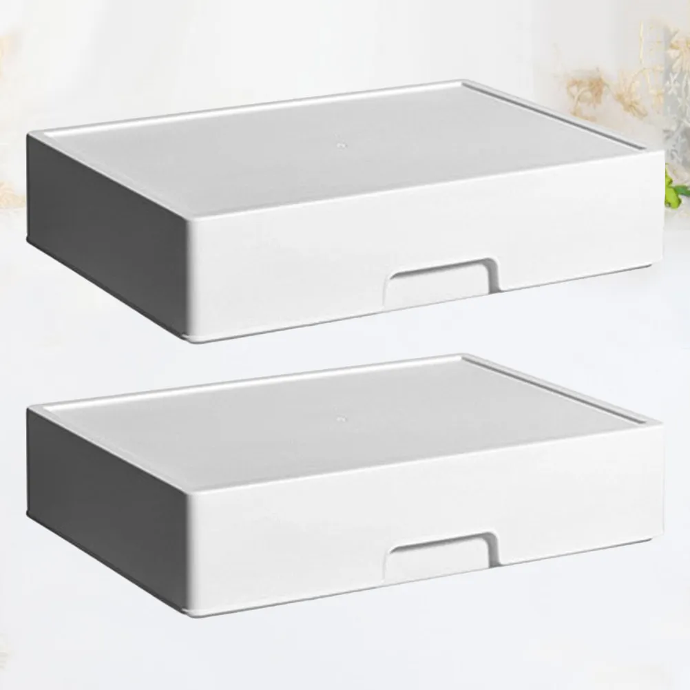 2개 세트 서랍 정리함 플라스틱 고급 소재 라벨 부착 컴팩트 박스 가정 및 사무실용 깔끔한 서랍 솔루션 작은 물건 정리
