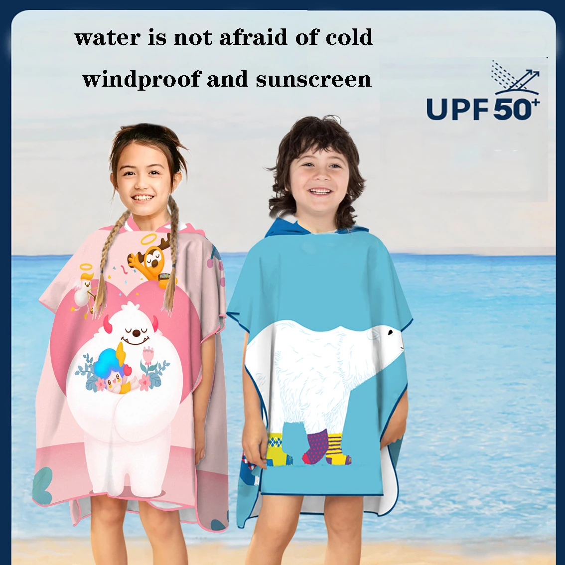

Children'S Bath Towel Cape With Hat Quick Drying Beach Towel Bathrobe For Boys And Girls Beach Swimming Cartoon Change Bathrobe