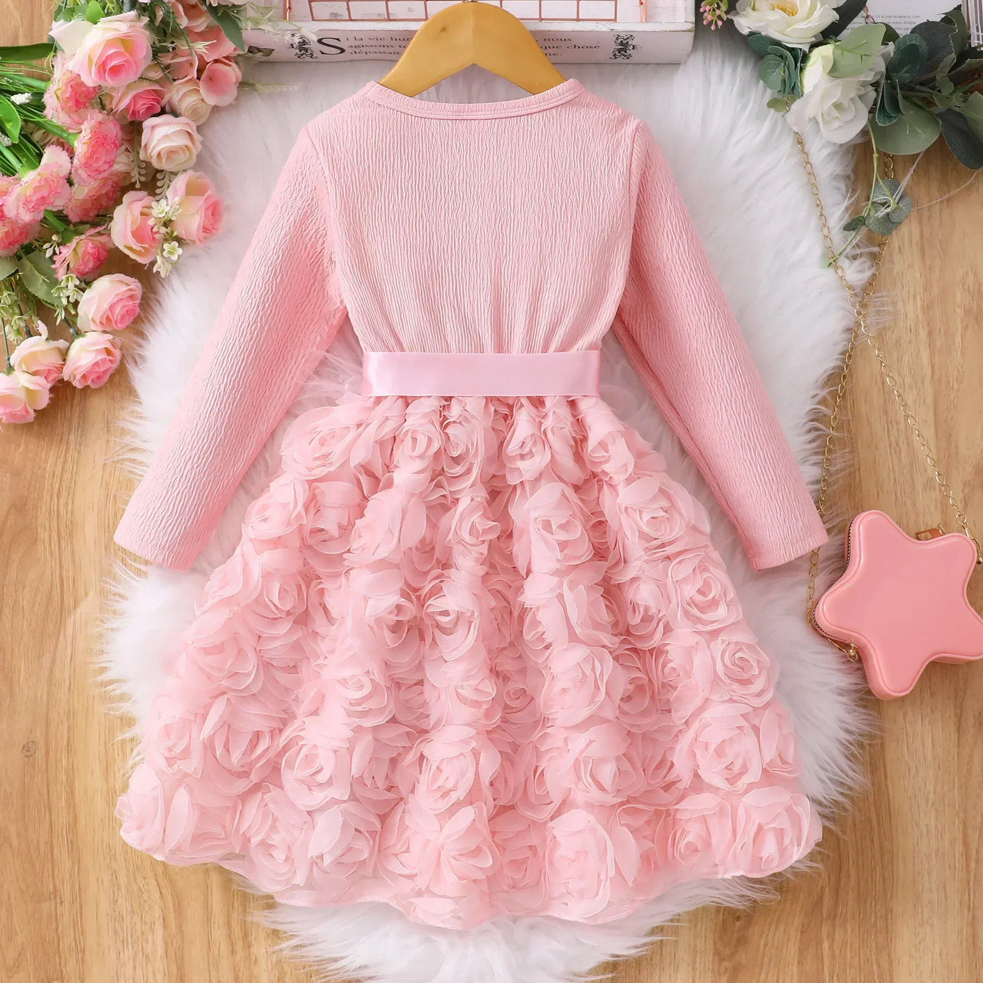 Pink Gauze Rose Dress 2