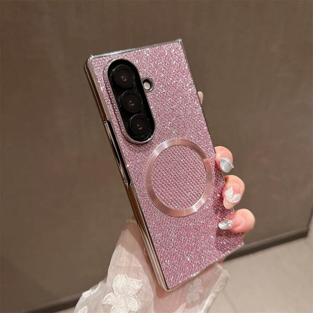 Luxury Magnetic Mini Diamond Glitter Phone Case with Magsafe-Compatible Wireless Charging Plating Cover