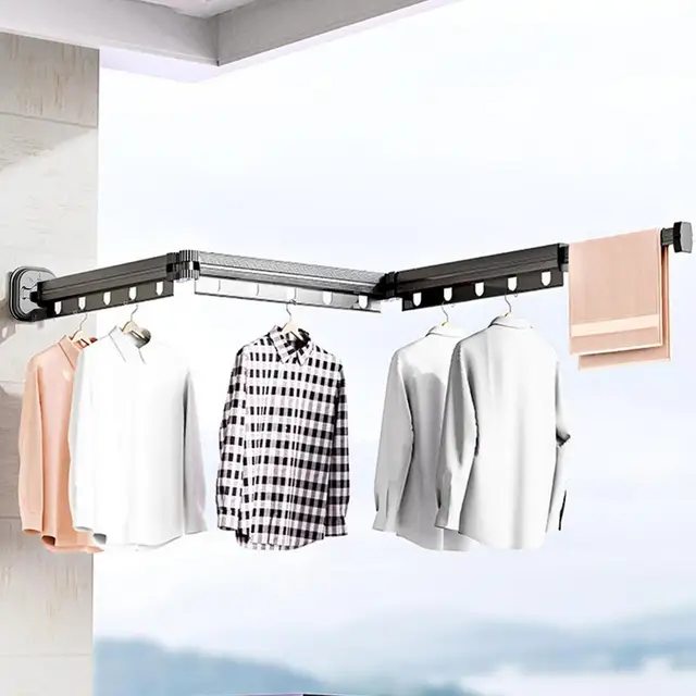 Retractable Cloth Drying Rack Folding Clothes Hanger Wall Mount Indoor Amp  Outdoor Space Saving Home Laundry Clothesline - AliExpress