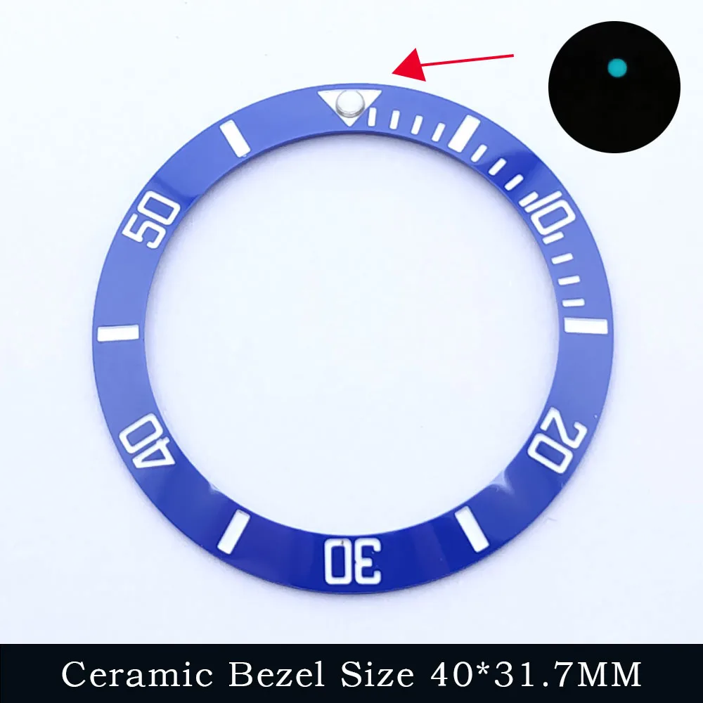 Elegant Sloping Blue-Green Luminous Ceramic Bezel Insert