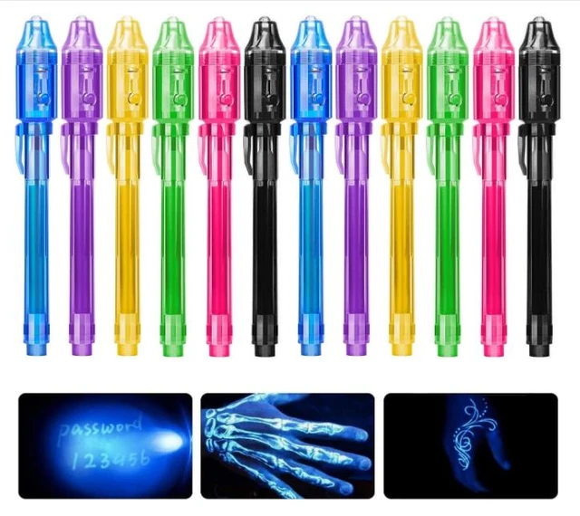 Invisible Ink Pen Secret Pen Invisible Writing Spy Pen With Ultraviolet  Detector (6 Pieces)