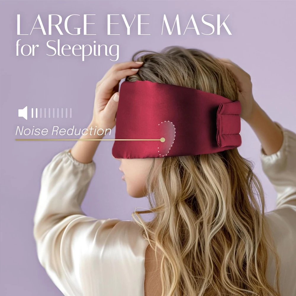 Luxurious Mulberry Silk Sleep Mask - Soft Pressureless Design with Adjustable Velcro Ear Cover, Anti-Wrinkle Eye Care