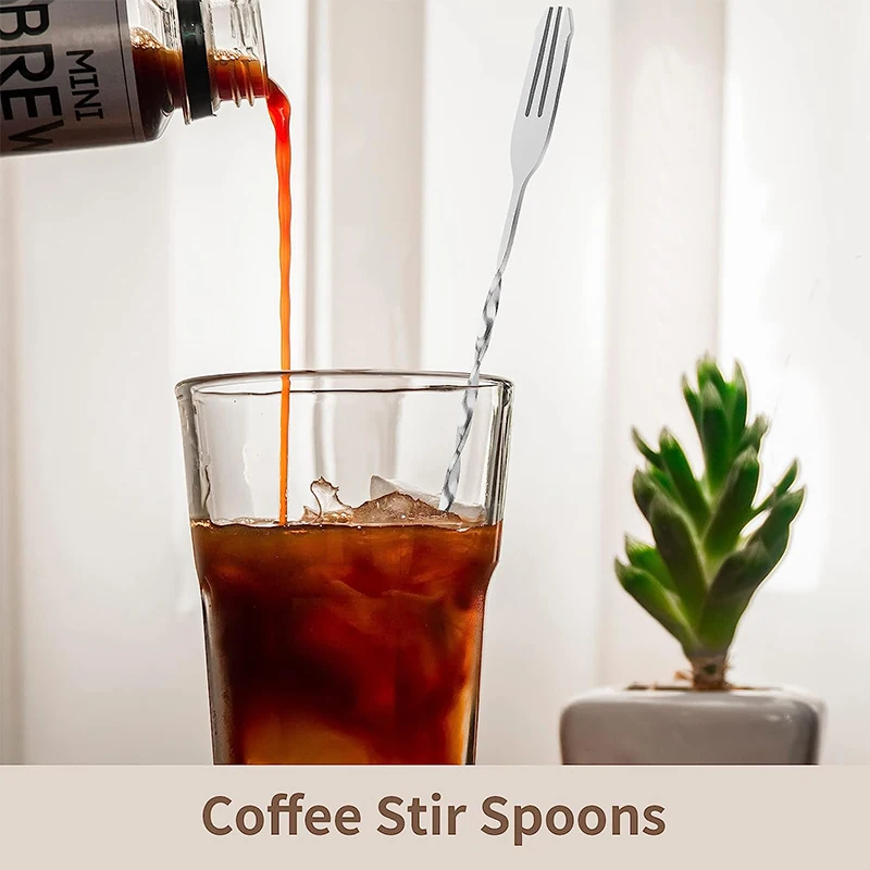 Cocktail Spoon Bar Spoon Cocktail Mixing Spoon 2pcs Drink Stirrers Cocktail Stirrer Stainless Steel 26cm with Trident