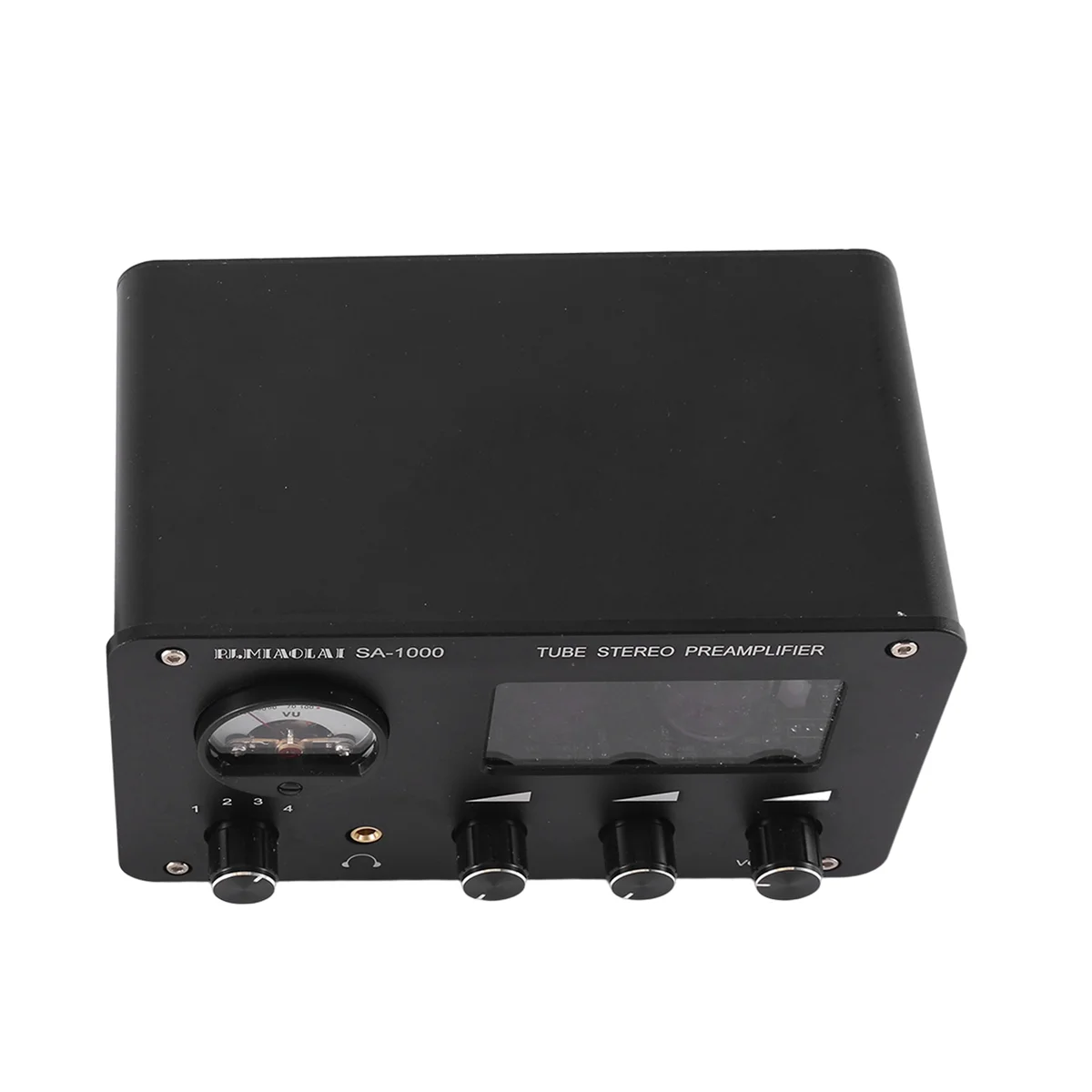 

Audiophile Tube Preamp 4-Input 2-Output HIFI Preamp with Built-in VU Level Meter High-Bass Adjustment Amplifier EU Plug