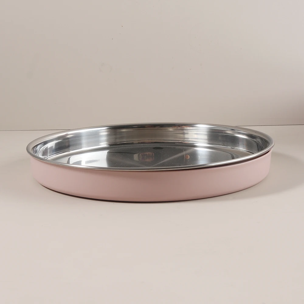 طبق دائري مخصص للأطفال من السيليكون والفولاذ المقا...