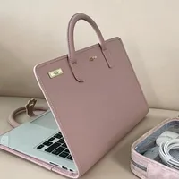 Housse de protection pour ordinateur portable en PU rose avec poignée, étui de protection pour Macbook, Lenovo, Xiaomi, Huawei 1