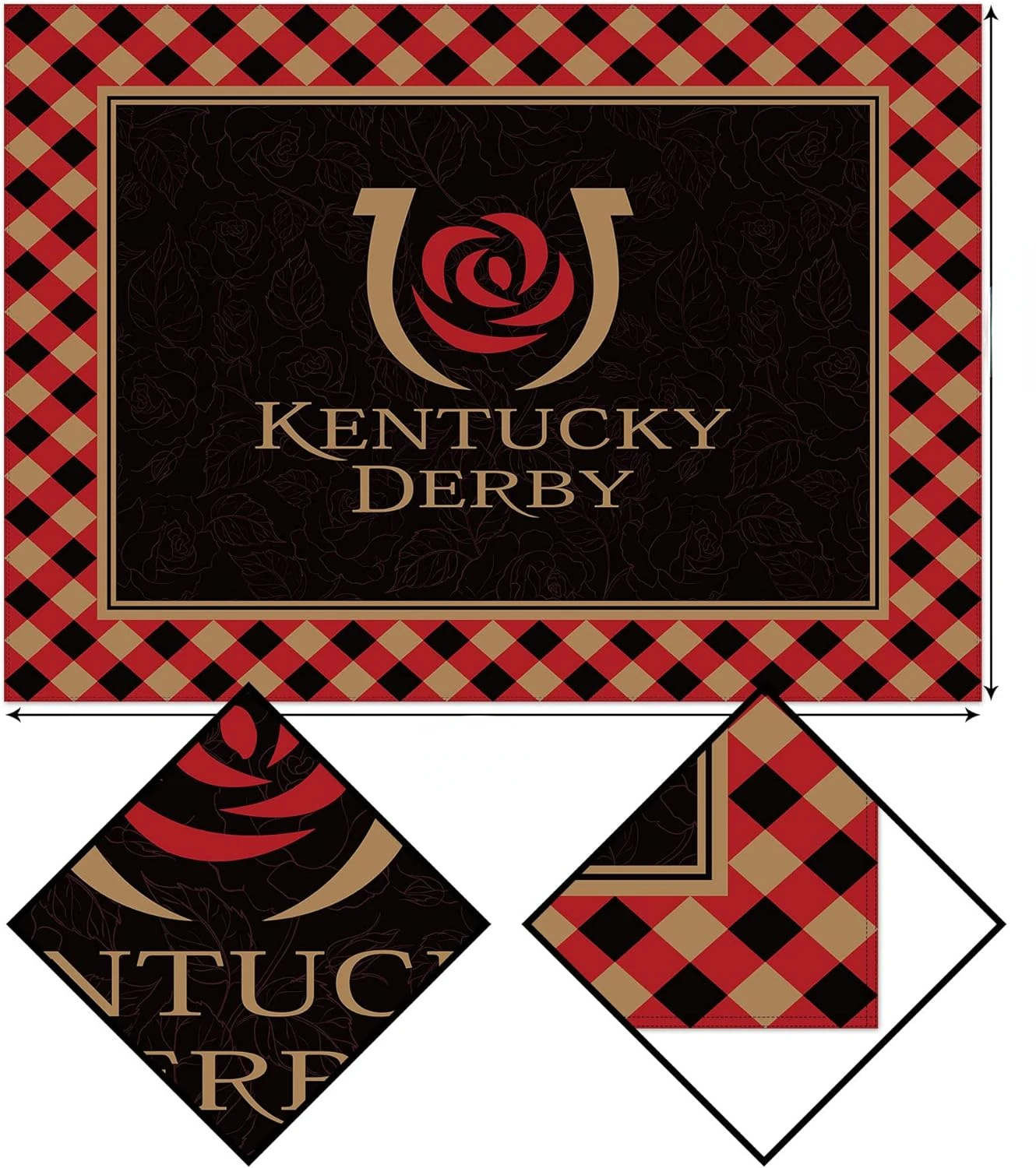 Kentucky Derby Tablecloths Run for The Roses Horse Racing Party Decor Buffalo Plaid Dining Room Waterproof Tablecloth Home Decor