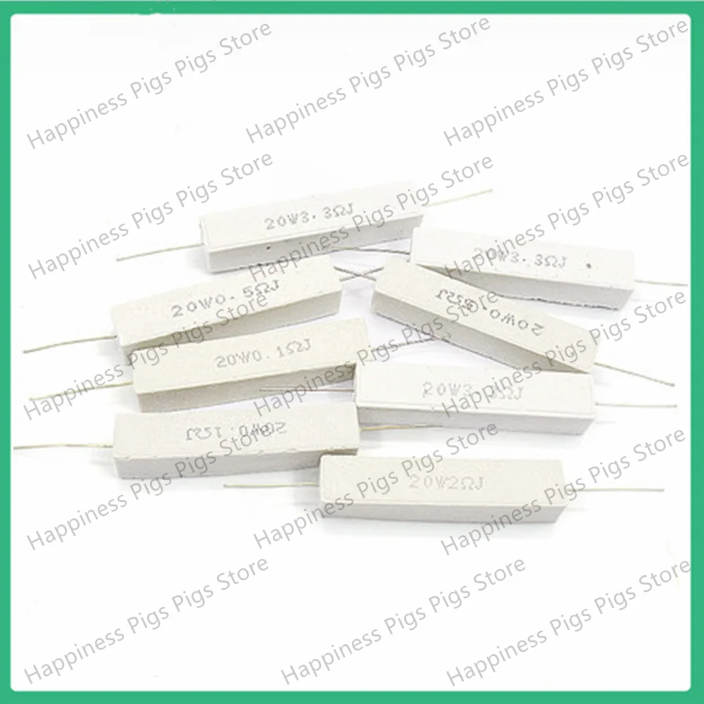 Cement Resistor 20W 5% Accuracy 0.1/0.22/0.33/0.47/0.5/0.68/1/2/2.2/3/4/5/10/30/33/200Ohm 1~100K Ceramic Resistor