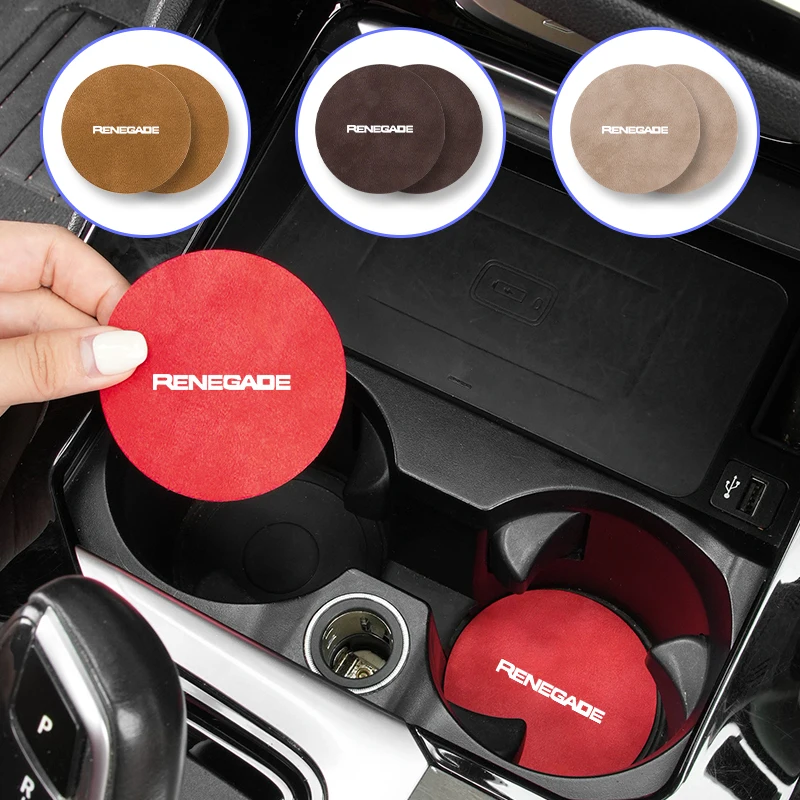 2 Pezzi Sottobicchieri Per Auto In Pelle Di Pecora Impermeabile Portabicchieri Per Jeep Renegade Grand Cherokee Wrangler Liberty Trailhawk Rubicon