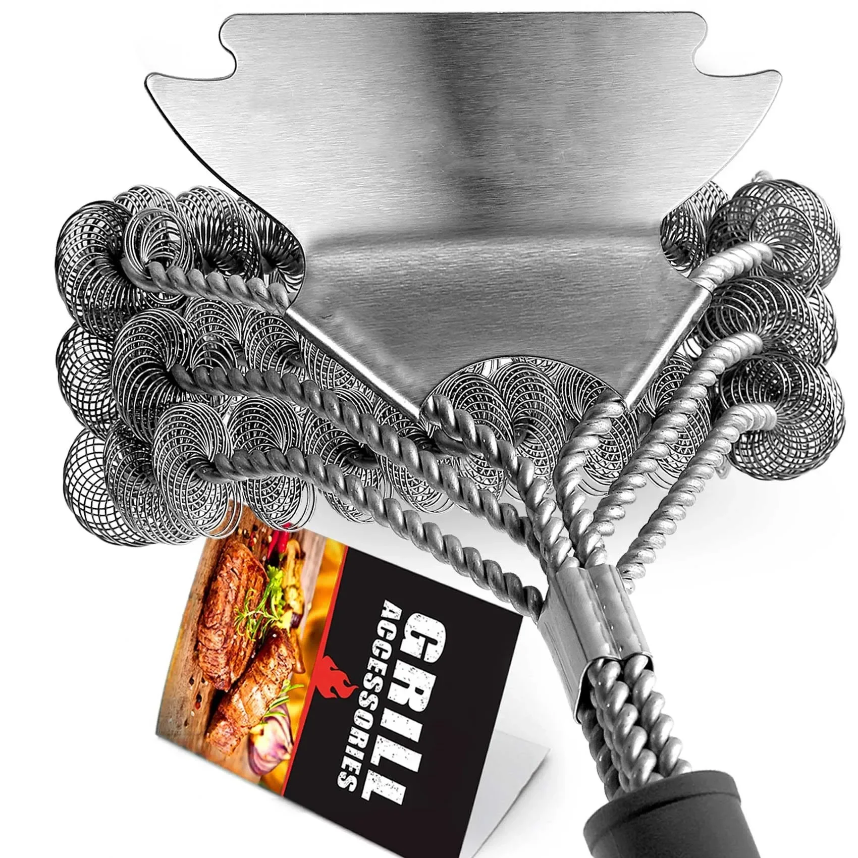 Safe Grill Brush-Bristle Free BBQ Grill Brush-Rust Resistant Stainless Steel Barbecue Cleaner Great Grilling Accessories