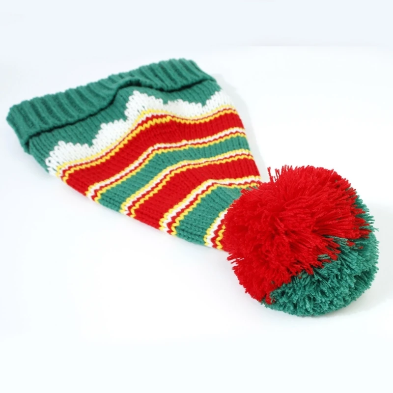

Christmas Knitted Windproof Hat Fluffy Pompom Decor Adult & Kids Christmas Hat for Xmas Holiday Carnival Party Hat R7RF