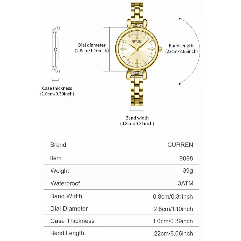 CURREN-Elegant Dress Watch for Women, Luxurious and Exquisite, 28mm Dial with Shinning Rhinestone, Quartz Wristwatch, New 3