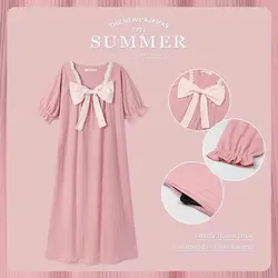 2021 Nightgown 100% Cotton Female Summer Thin Section Short-sleeved Dress Student Pajamas Spring Summer Princess Style Dresses