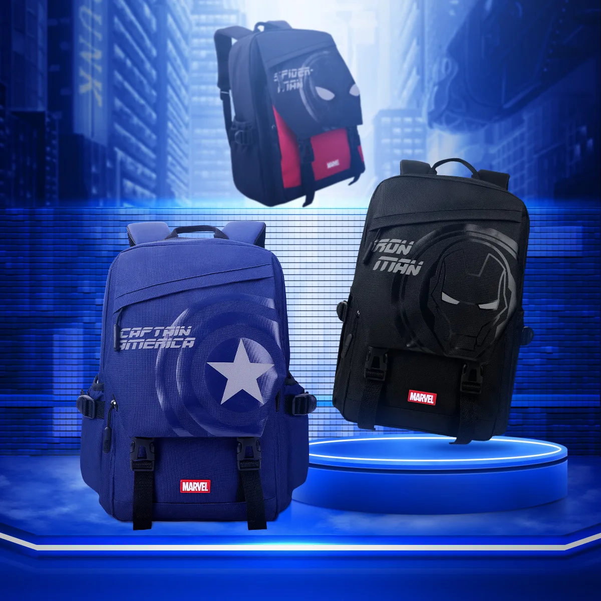 Disney Leisure School Bags For Boys Primary Middle Student Shoulder Orthopedic Backpack Spider Iron Man Captain America Mochila