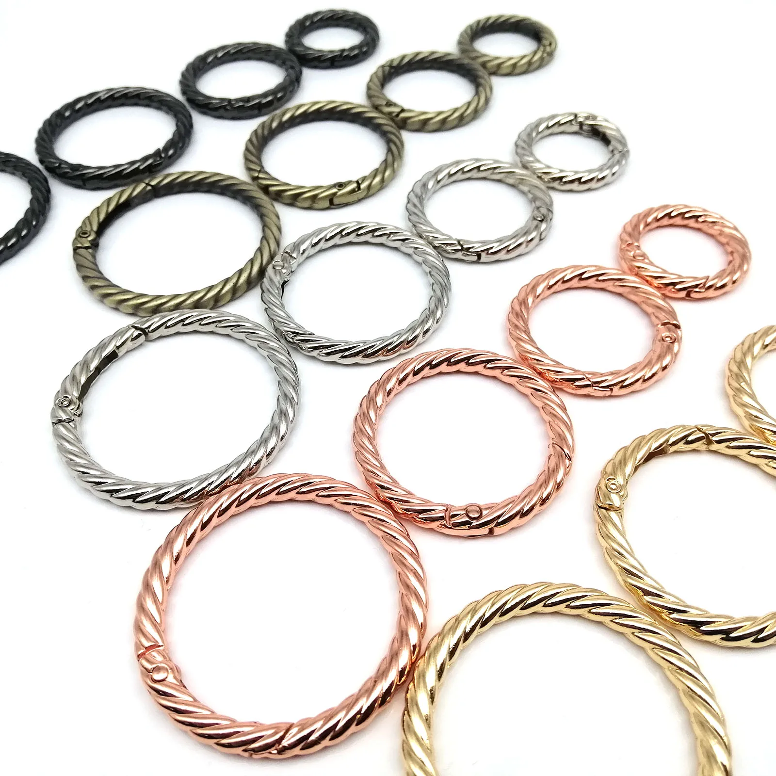 Twist Spring O Ring Openable Leather Bag Handbag Strap Buckle Connect Keyring Pendant Key Dog Chain Snap Clasp Clip Carabiner spring ring clasp,snap hook keychain rings,leather bag strap,snap hook,spring gate o ring