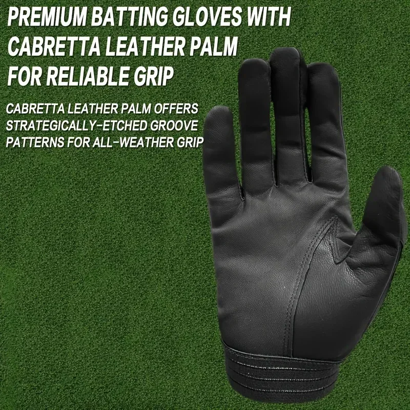 Baseball Softball Batting Gloves Cabretta PU Leather Batting Gloves Pair Kids Pro Grip Gloves 5