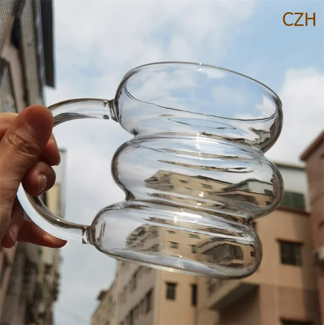 Wave Shape Borosilicate Layered Glass Cup Drinking Glass For Dessert Dinner Fruit Juice Hot Chocolate Milk 450Ml 10 Wave Shape Borosilicate Layered Glass Cup Drinking Glass For Dessert Dinner Fruit Juice Hot Chocolate Milk 450Ml