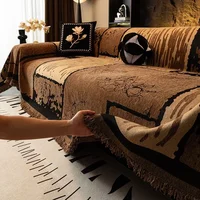 Chenier Vintage Sofa Cover Cloth Anti Cat Scratch Anti Slip Backrest Towel  A Whole Fully Enclosed Dust Couch Cover Cloth 3 Seat 2