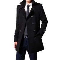 Men's Woolen Coat Mid-Length Thickened Autumn Winter New Style Windbreaker Fashionable Casual Outerwear