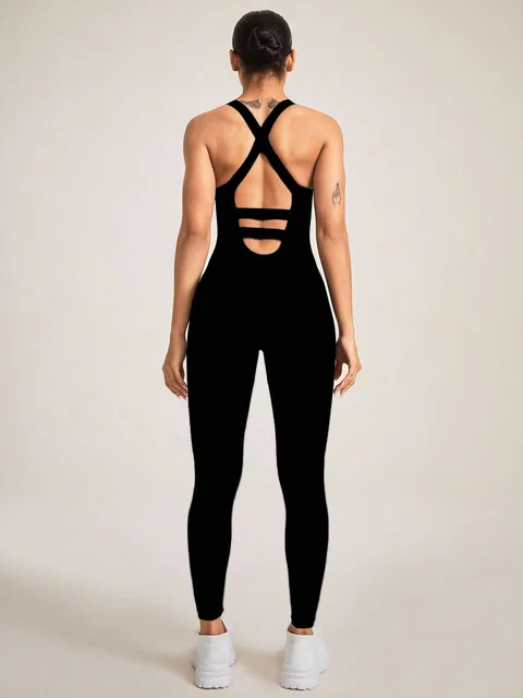 Women's Seamless Shapewear Bodysuit With Tummy Control, CrissCross Straps Backless Body Shaper, Women's Underwear & Shapewear