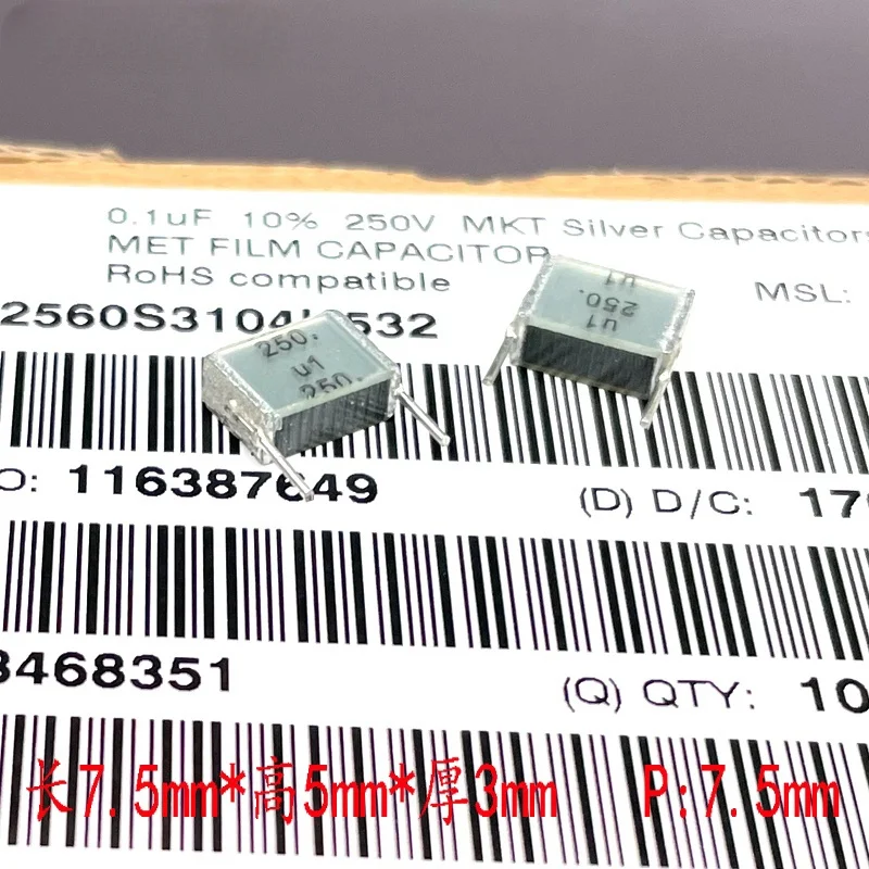 

10pcs EPCOS Siemens MKT 104 100nf 0.1uf 250v layer cake capacitor B32560S3104K