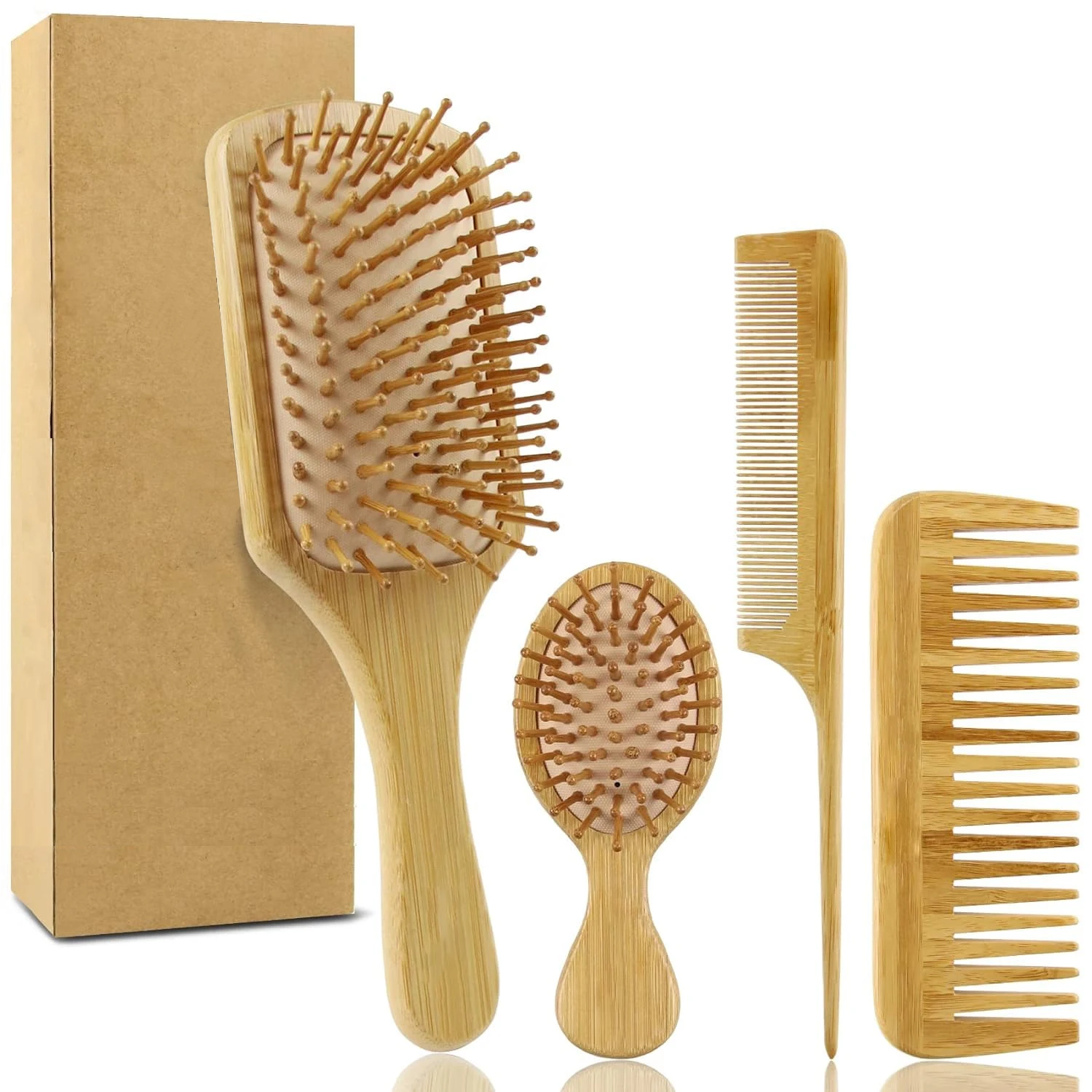 Deluxe Bamboo Hairbrush & Air Cushion Comb Set - Versatile & Gentle Haircare