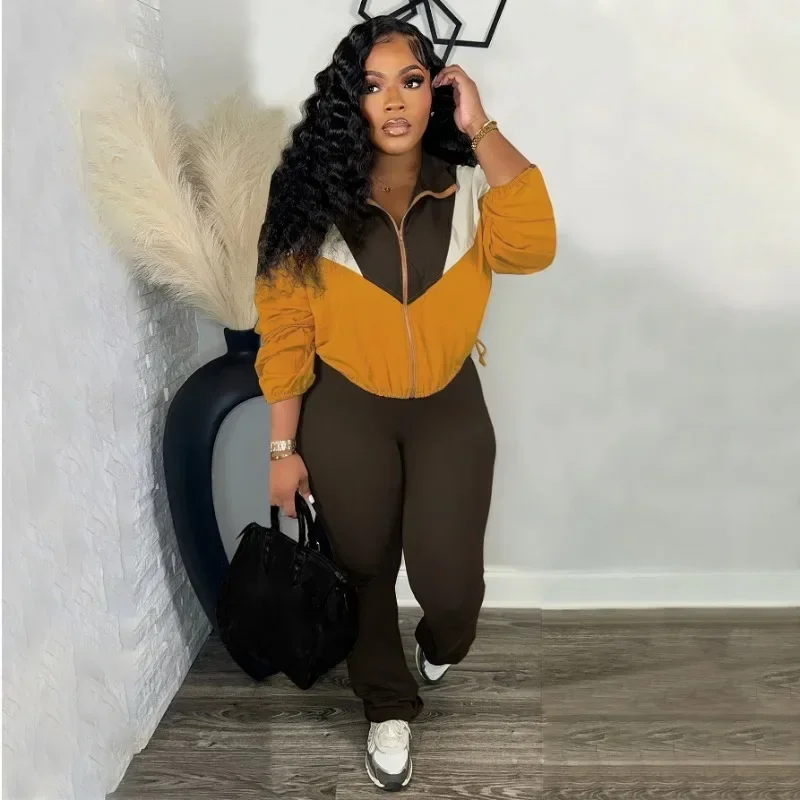 Sporty Casual Tracksuits Set Women 2 Piece Outfit Fall Winter 2024 Long Sleeve Zipper Jacket Top and Sweatpants Matching Sets