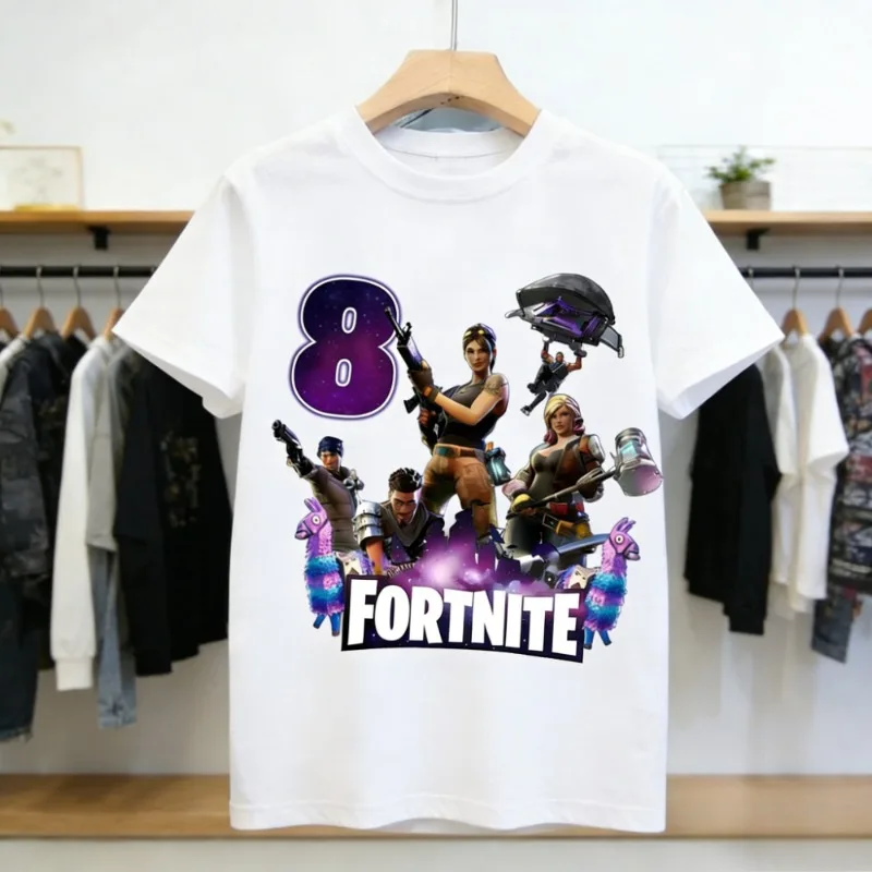 Children's Birthday Number T-Shirt - Summer Cotton Tee for Kids - Short Sleeve Party Top - Toddler Gift